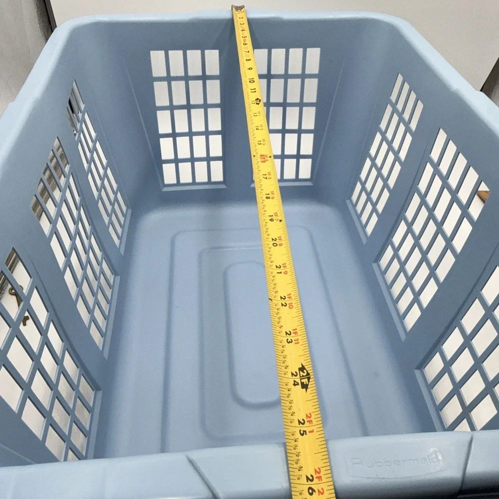Vtg Rubbermaid Laundry Basket 2973 Country Blue Hamper Rectangular Plastic